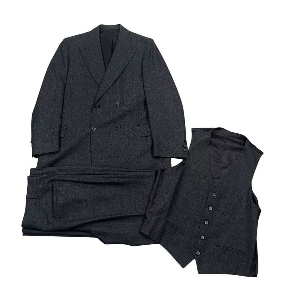 Josiah France 50s 42R 34X30 Bespoke Double Breasted Salt & Pepper Pinstripe Suit